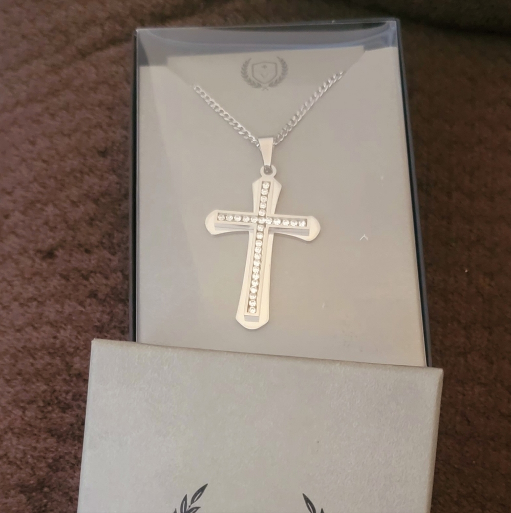 Stainless Steel Cross Necklace 20in.